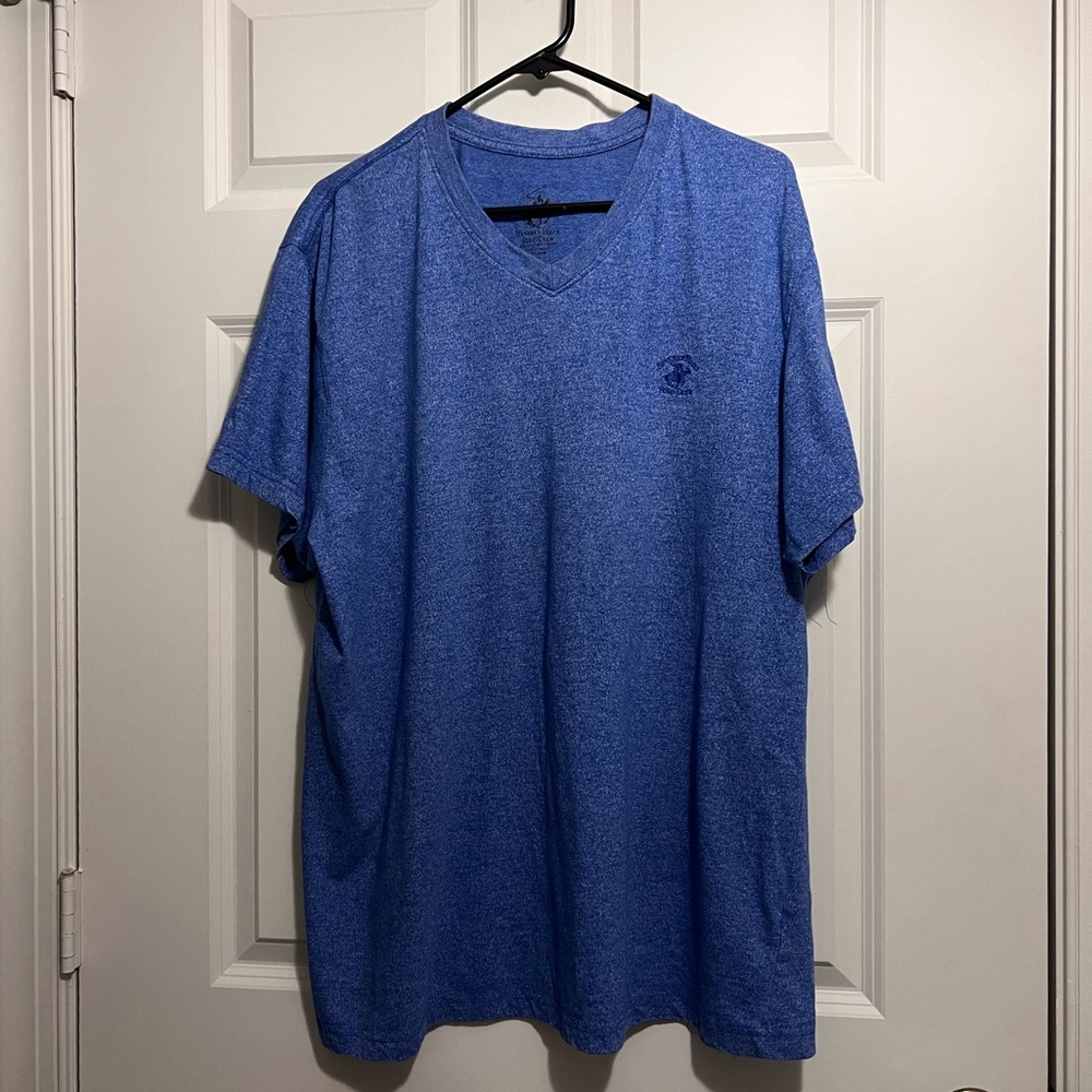 BEVERLY HILLS POLO CLUB BLUE V NECK MENS T SHIRT